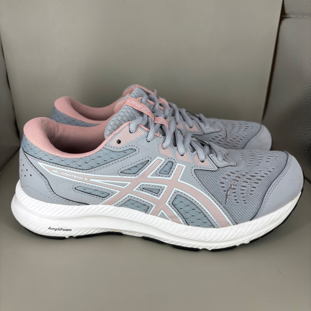 Asics Gel-Contend 8 Womens Running Shoes Grey Pink 1012B319 Wide Size 9.5